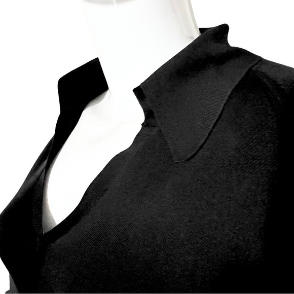 BOSS Hugo Boss Black Silk Blend Point-Collar Deep V-Neck Top - Small - Picture 5 of 12